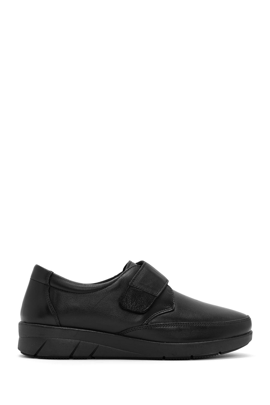Women's Black Strappy Leather Comfort Shoes 24WFD500518 | Derimod