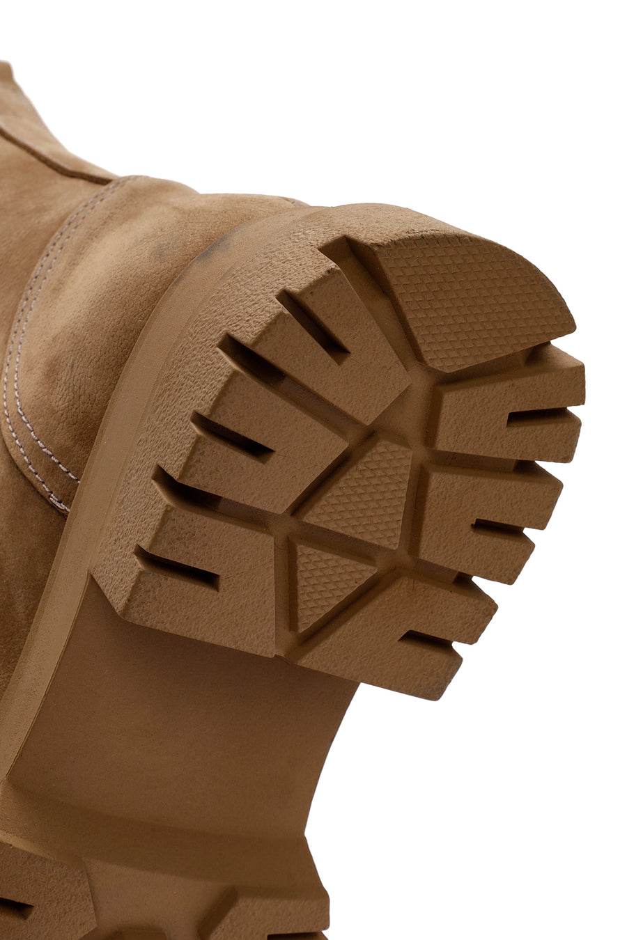 Women's Camel Zippered Nubuck Leather Combat Boots