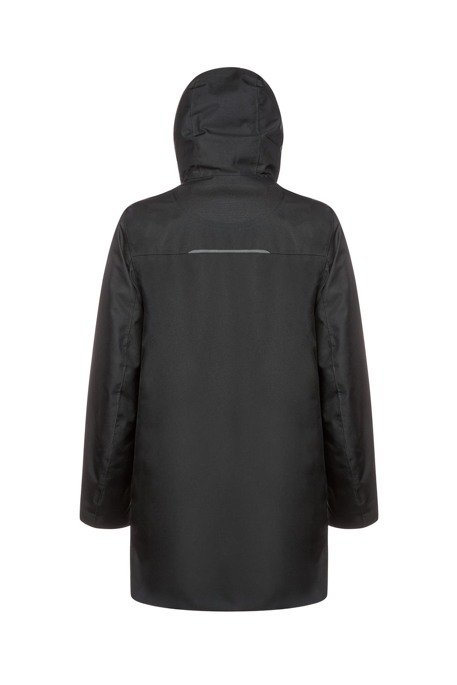 Geox Men's Black Clintford Zippered Hooded Long Coat
