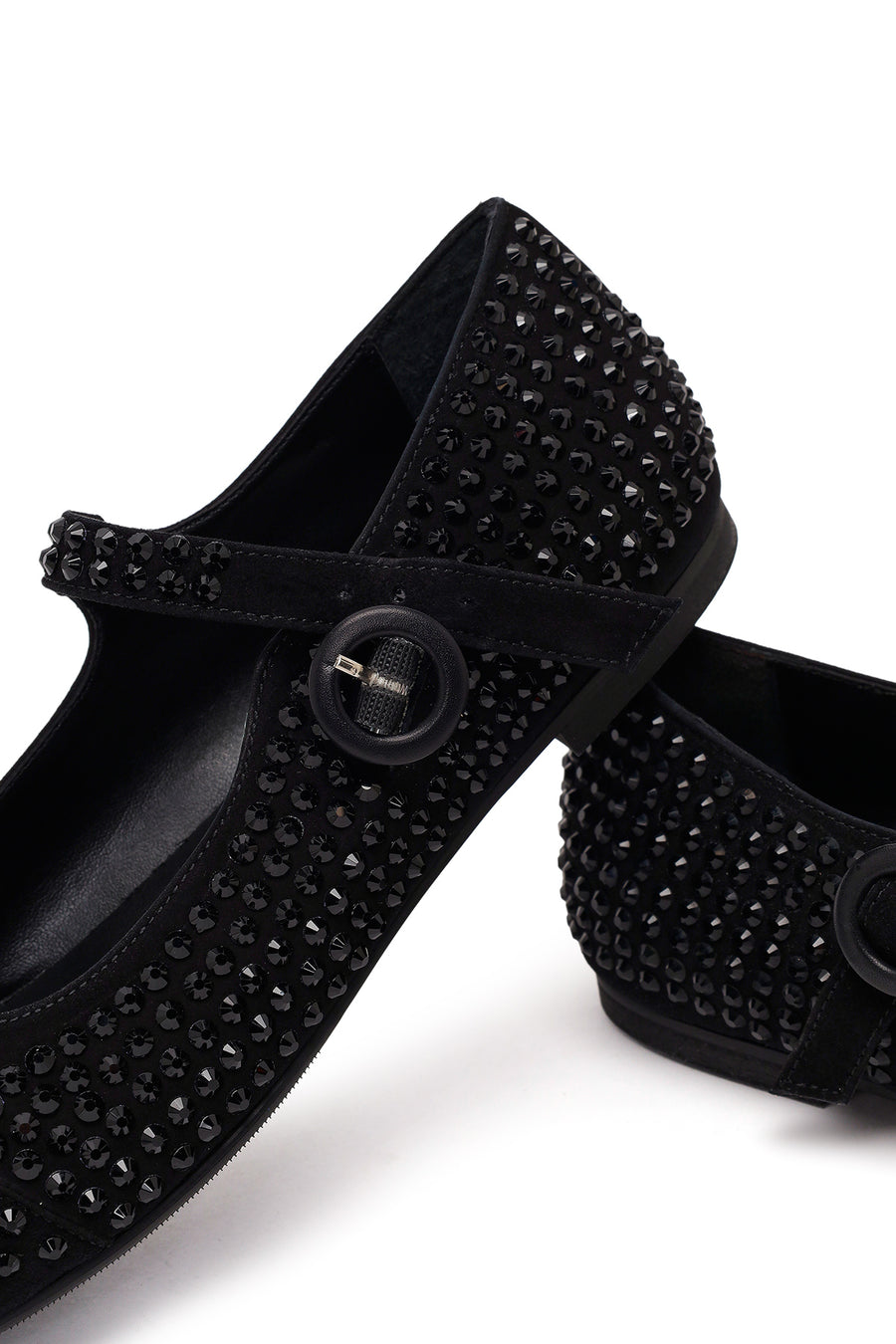Women's Black Stone Leather Ballerinas