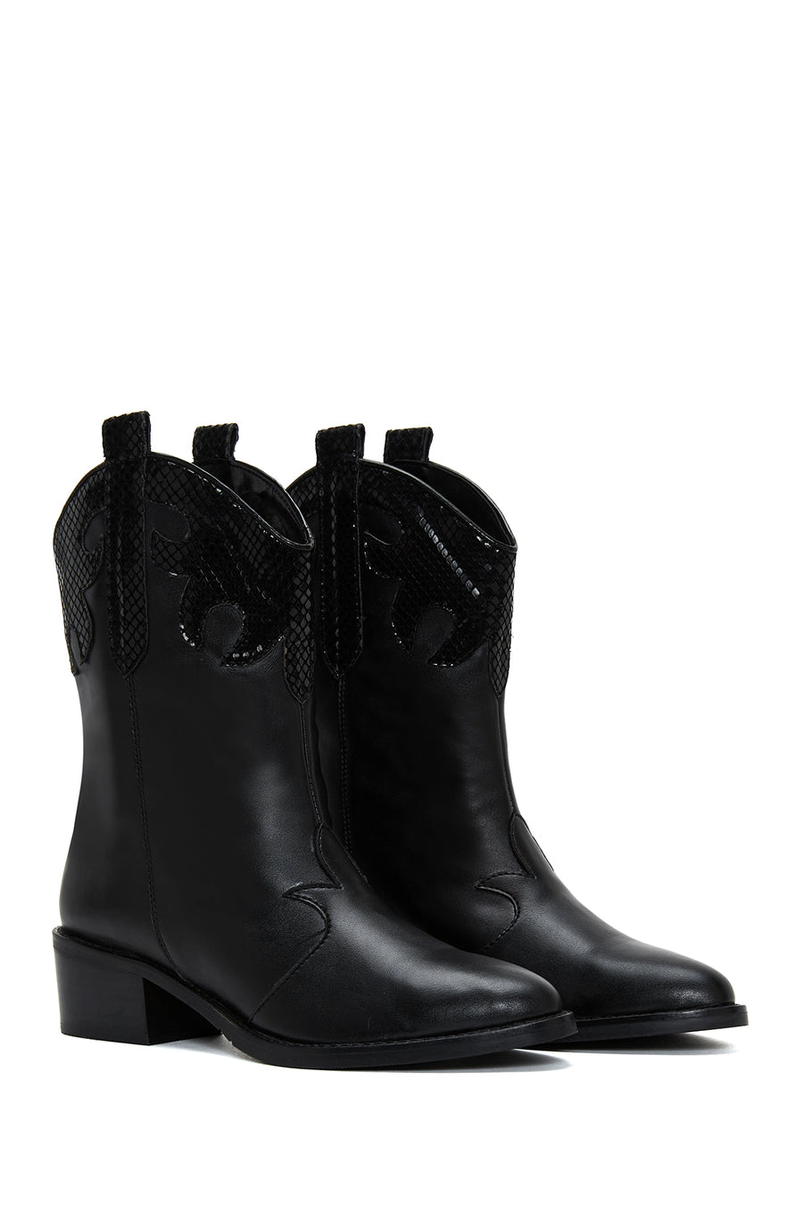 Women's Black Heeled Cowboy Boots