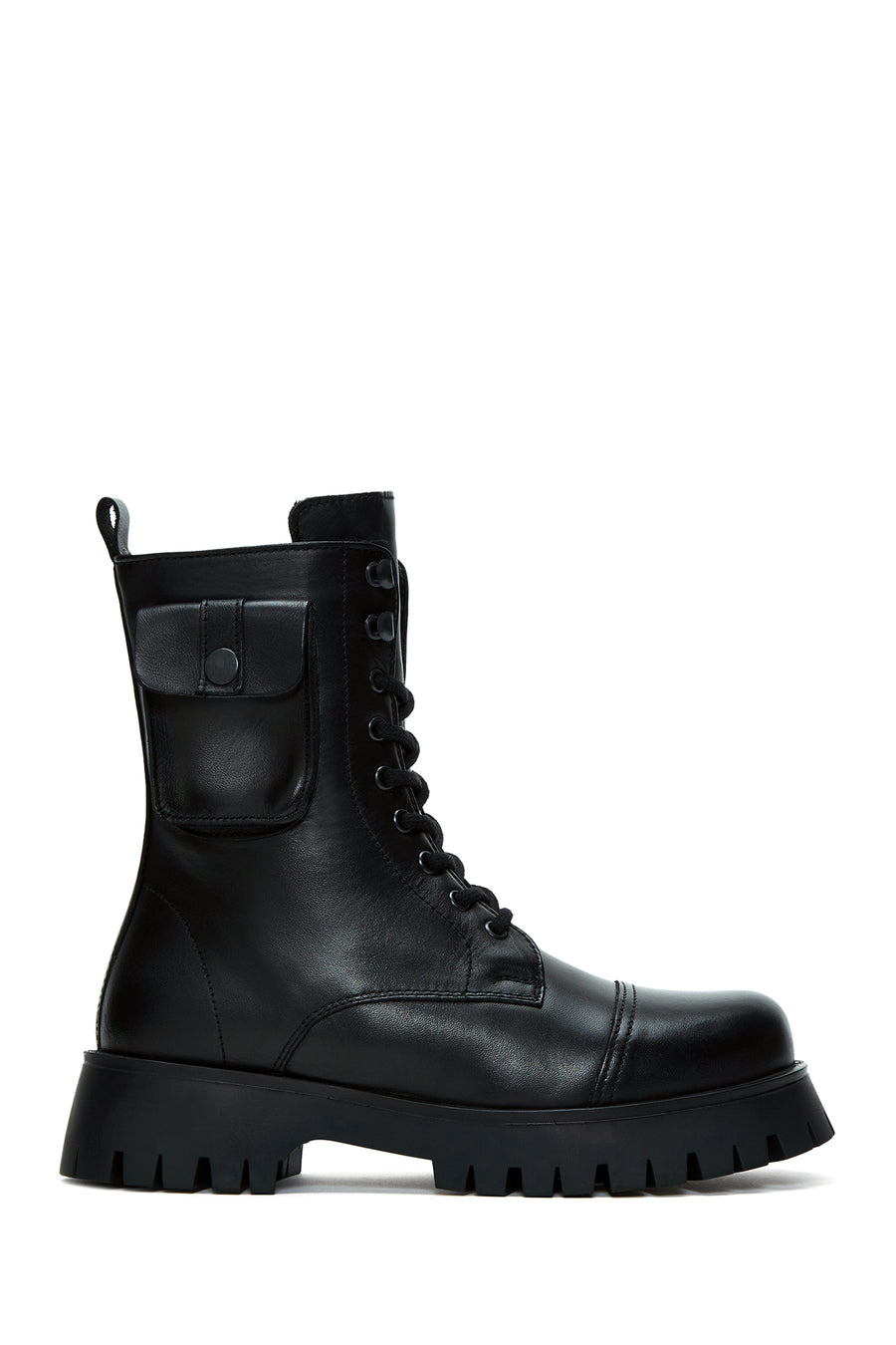 Women's Black Leather Boots with Pocket Detail 22WFD510218 | Derimod