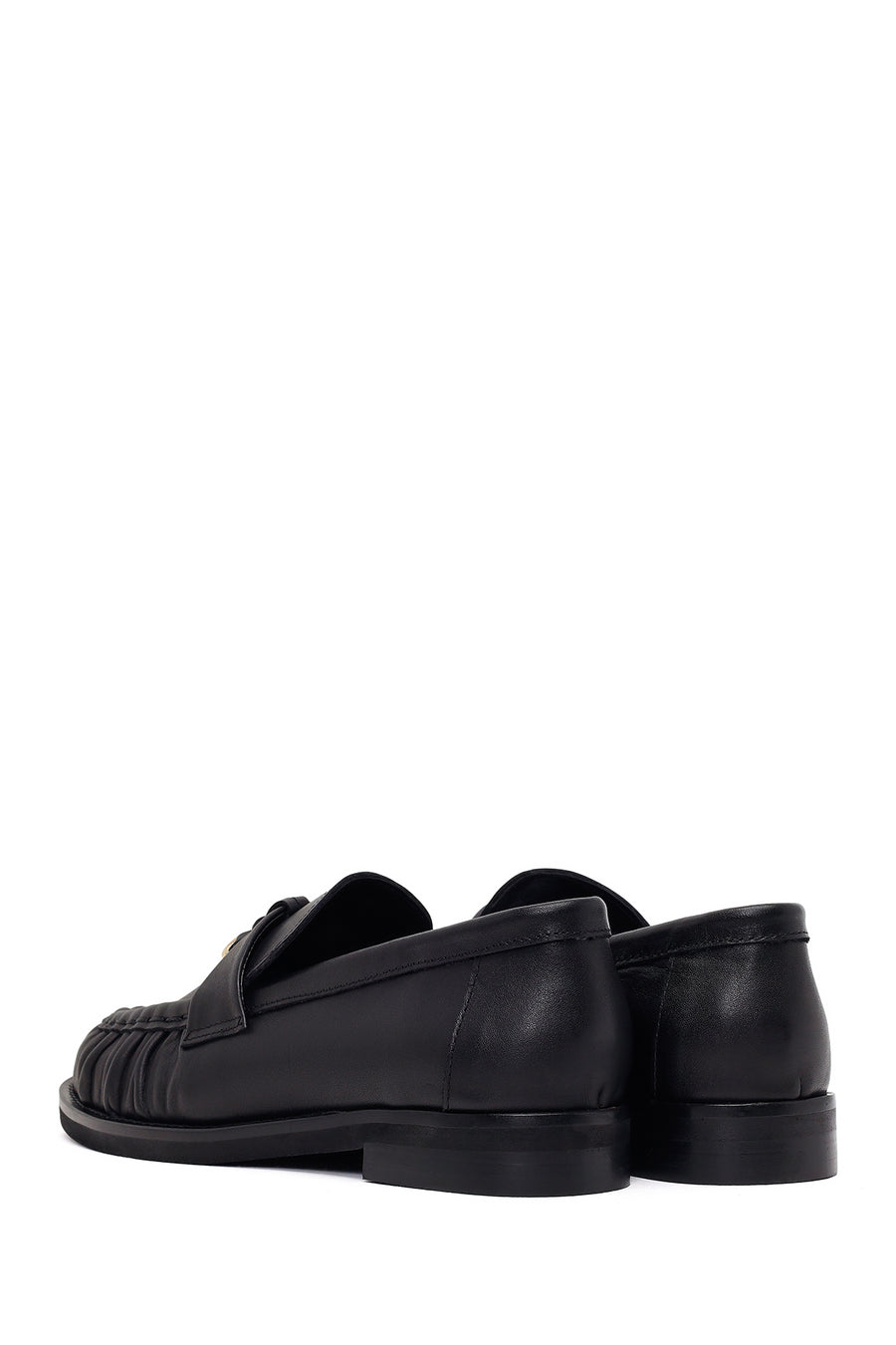 Kadın Siyah Deri Maskülen Loafer