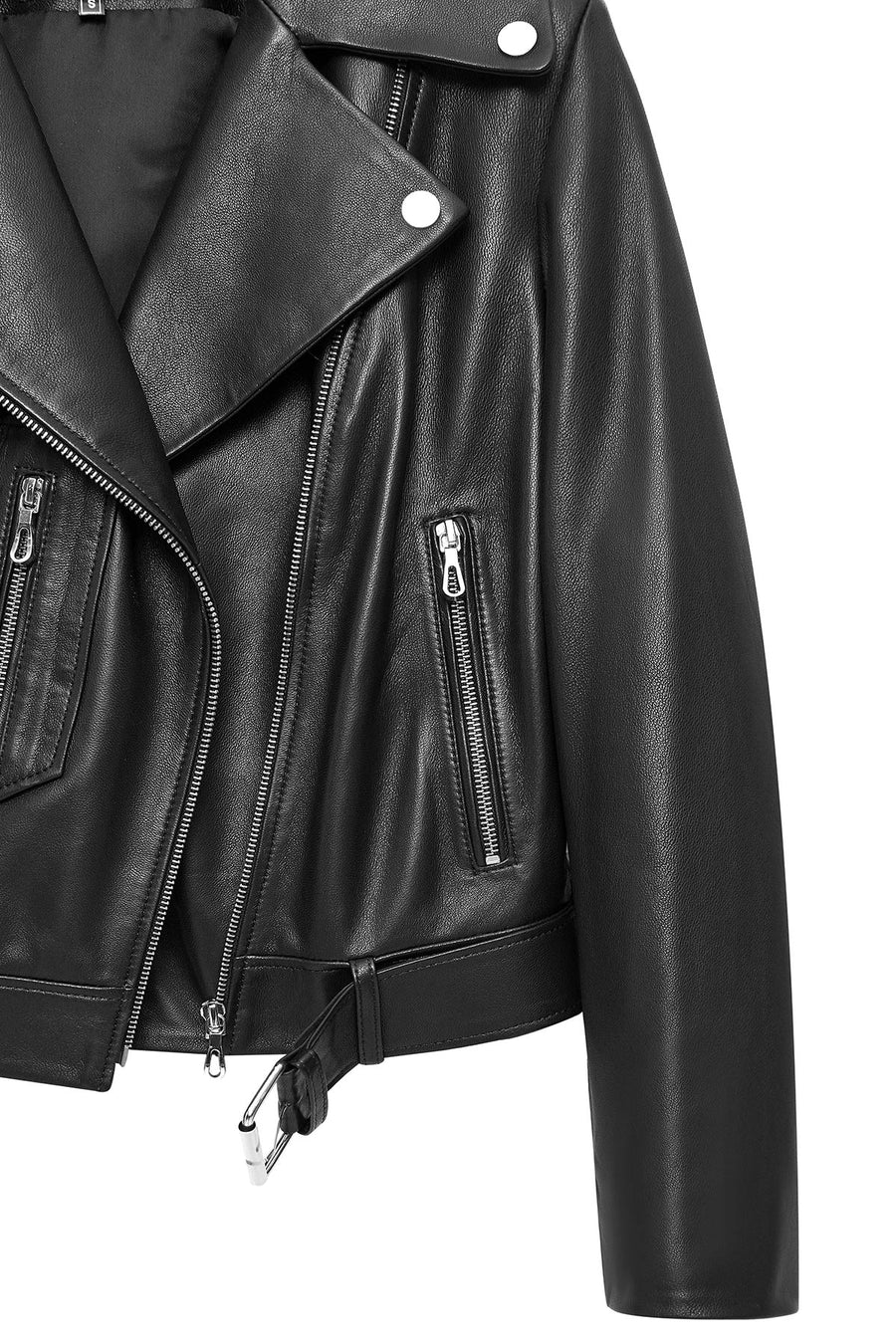 Atlantis Women's Black Double Breasted Leather Jacket