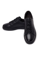 Erkek Siyah Bağcıklı Deri Sneaker | Derimod