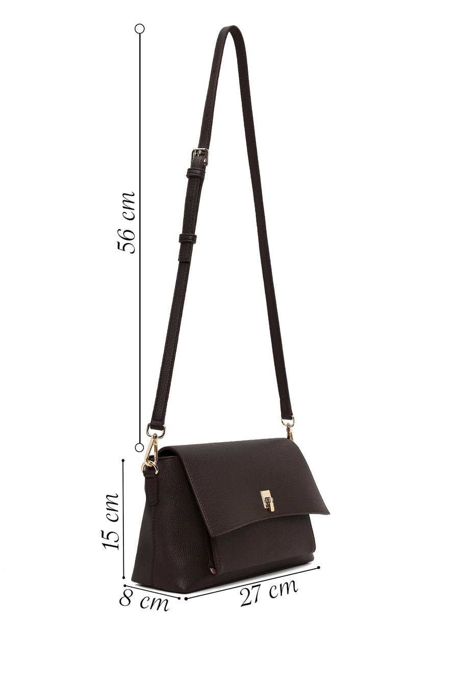 Woman Brown Classic Crossbody Bag with Long Strap