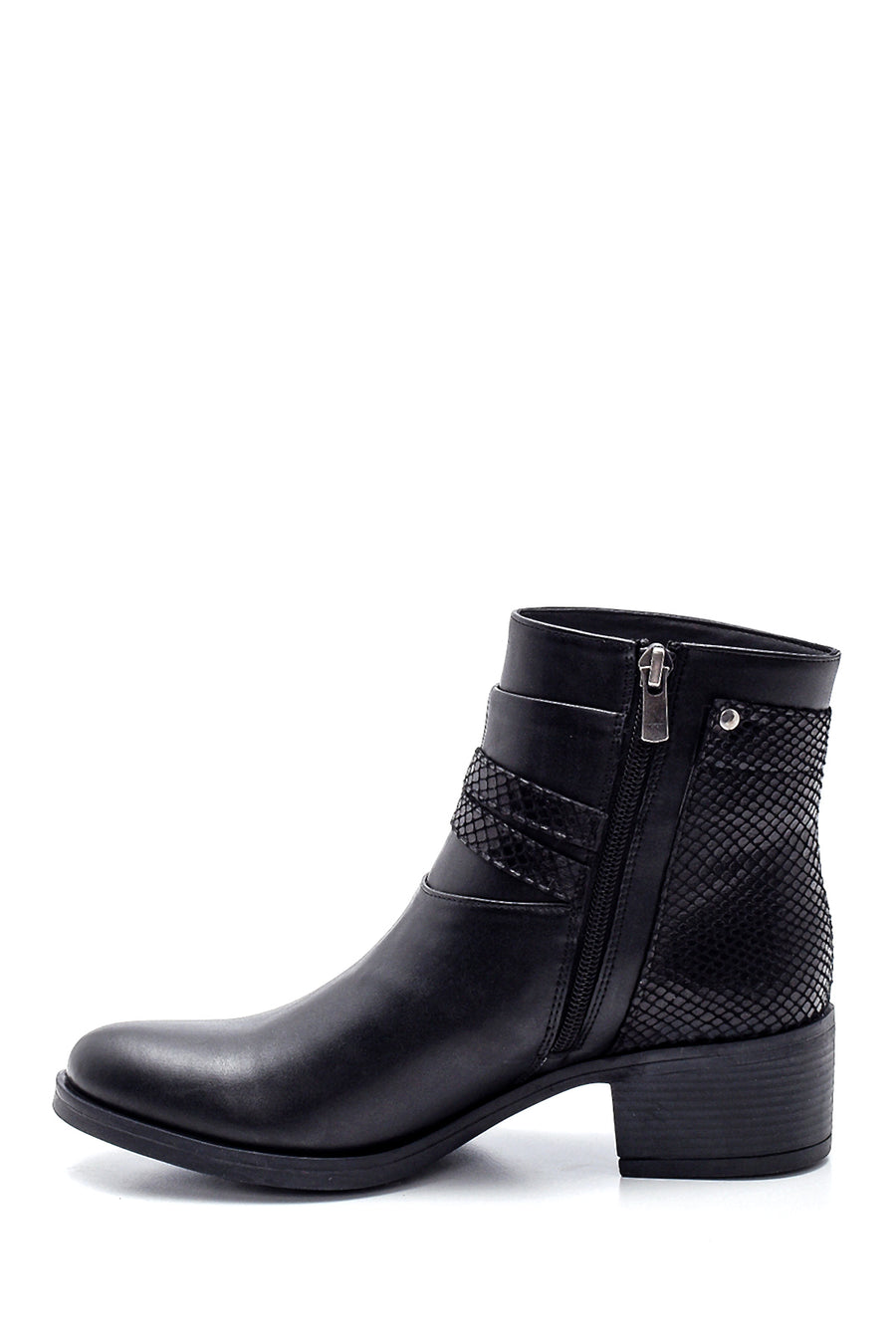 Women's Snake Patterned Mid-Heeled Boots