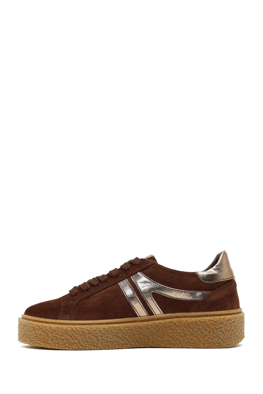 Kadın Kahverengi Bağcıklı Süet Deri Sneaker