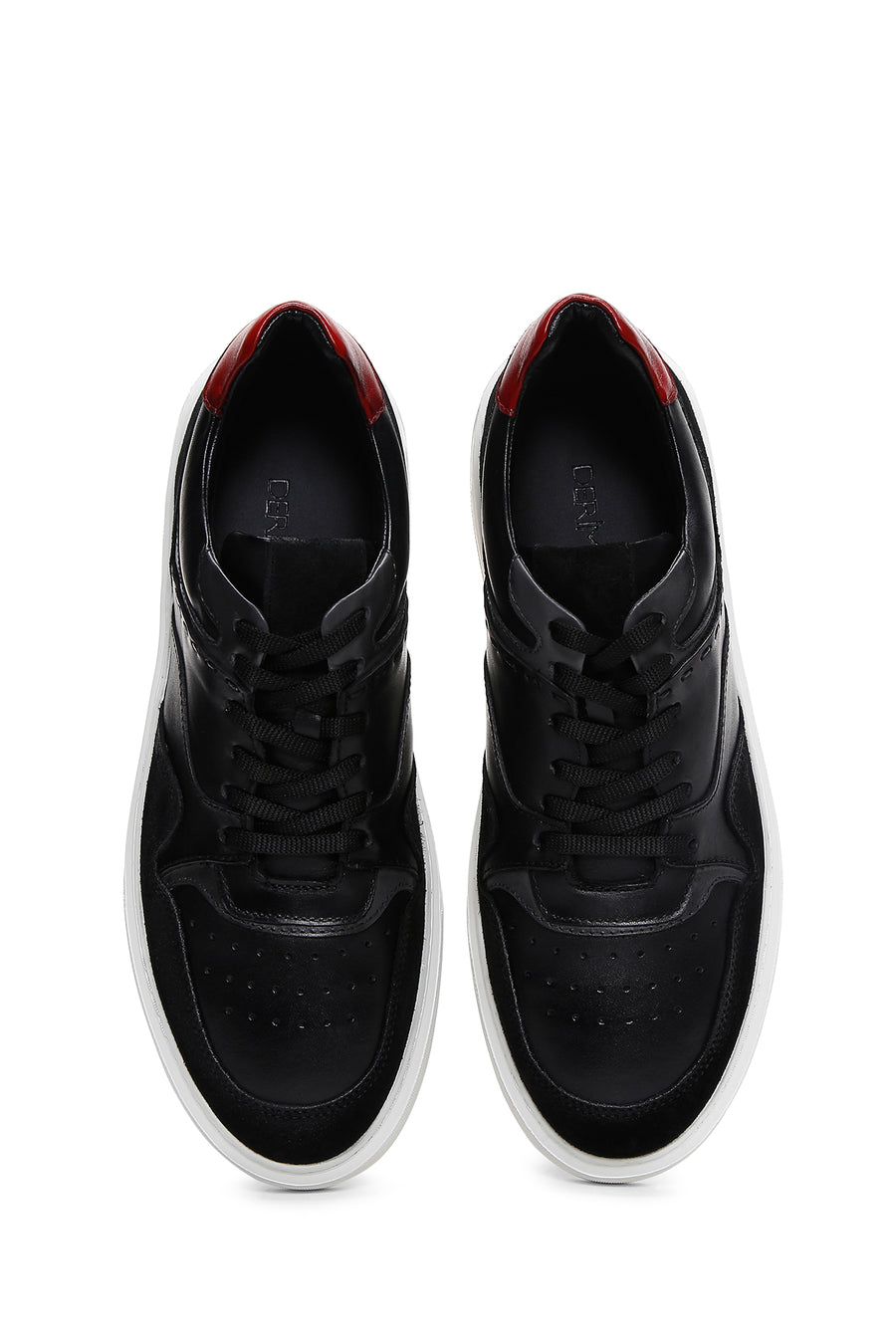 Erkek Siyah Deri Kalın Tabanlı Sneaker