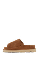 Women's Mink Thick Soled Suede Leather Slippers | Derimod