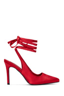 Women's Red Ankle Strap Satin Heeled Shoes | Derimod