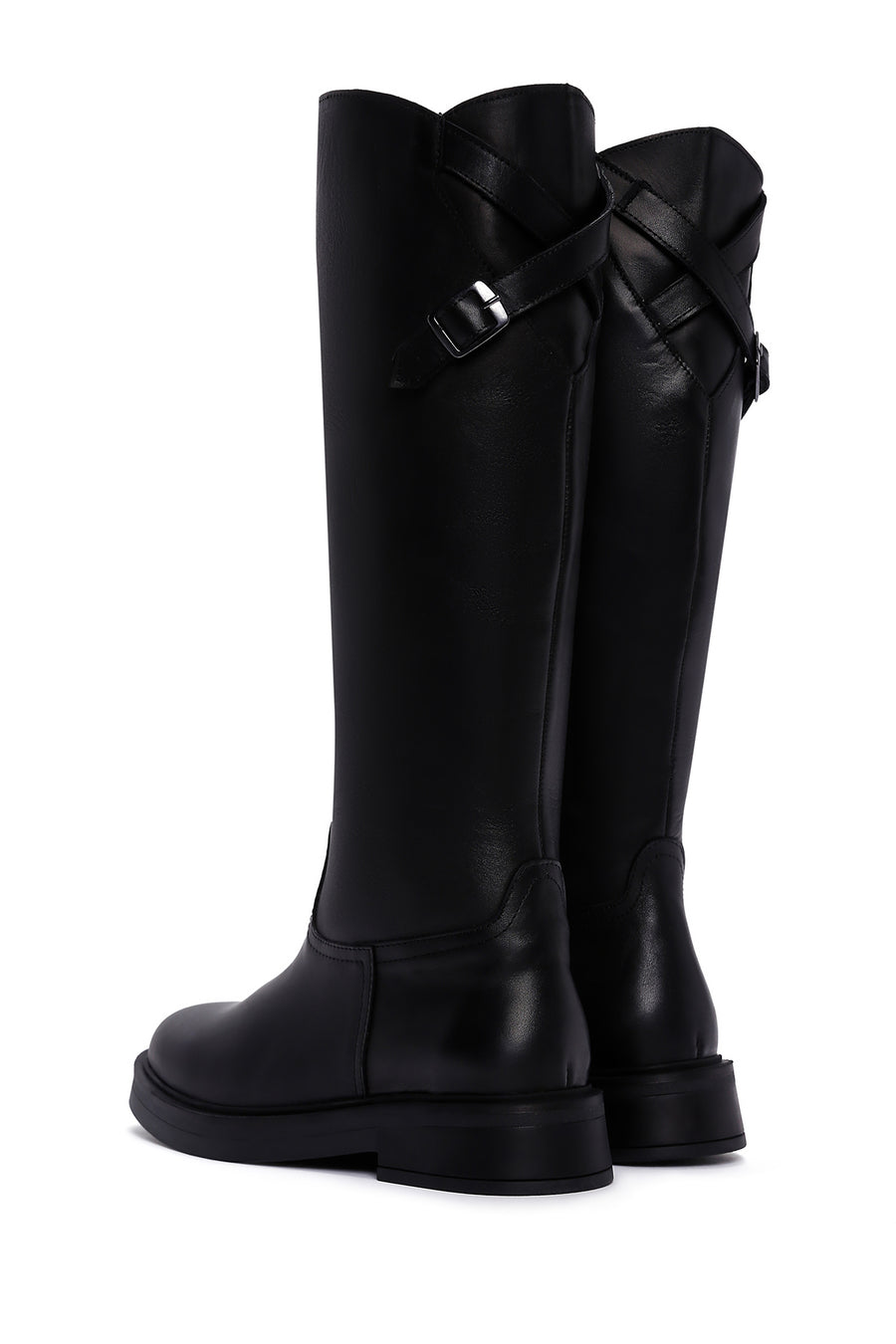 Women's Black Zippered Leather Boots