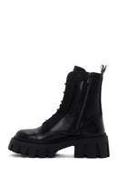 Women's Black Zippered Leather Boots | Derimod