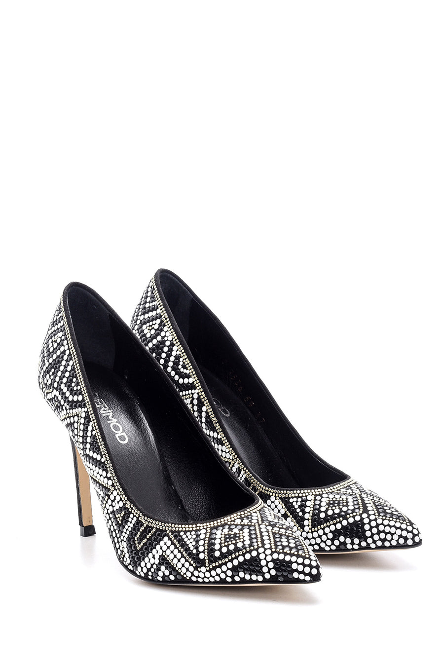Kadın İşlemeli Deri Stiletto