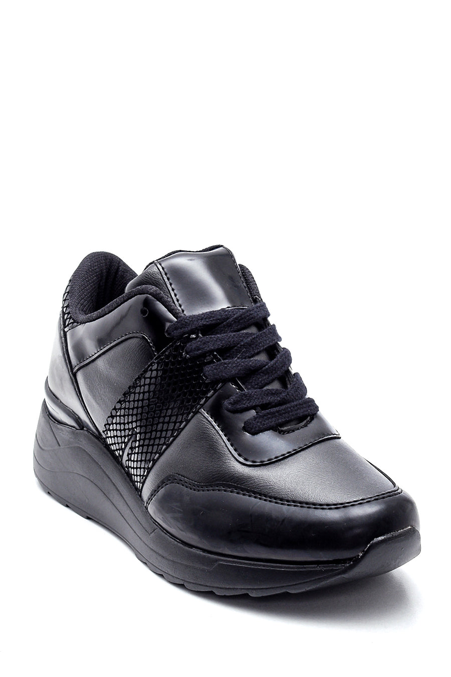 Kadın Deri Kroko Detaylı Sneaker