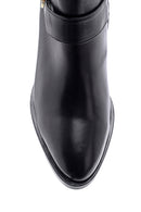 Women's Buckle Detailed Leather Heeled Boots | Derimod