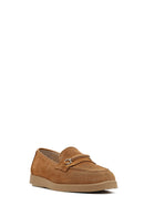 Kadın Taba Tokalı Süet Deri Comfort Loafer | Derimod