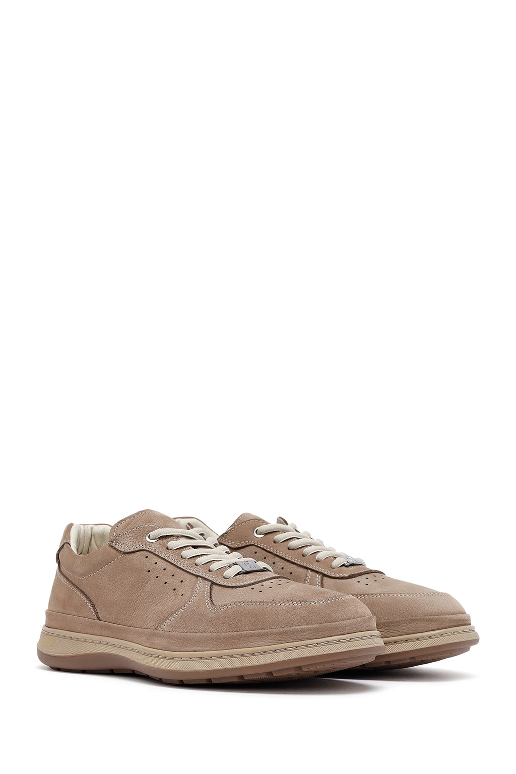 Erkek Vizon Bağcıklı Nubuk Deri Sneaker