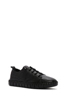 Woman Black Lace-up Patterned Leather Comfort Shoes | Derimod
