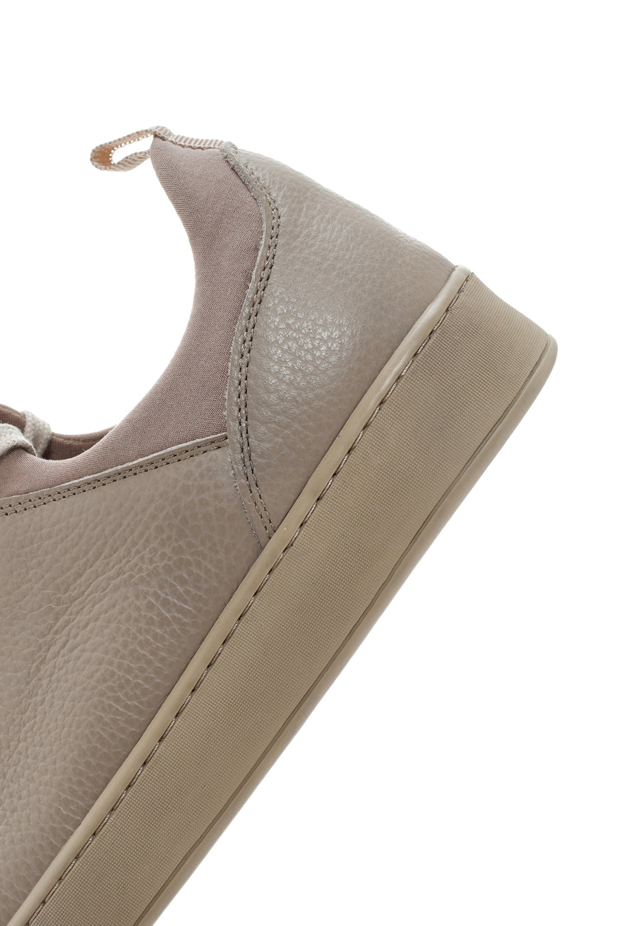 Erkek Vizon Bağcıklı Deri Sneaker