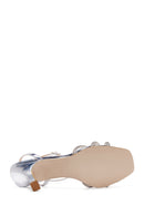 Women's Silver Ankle Buckle Stoned Thin Heel Sandals | Derimod