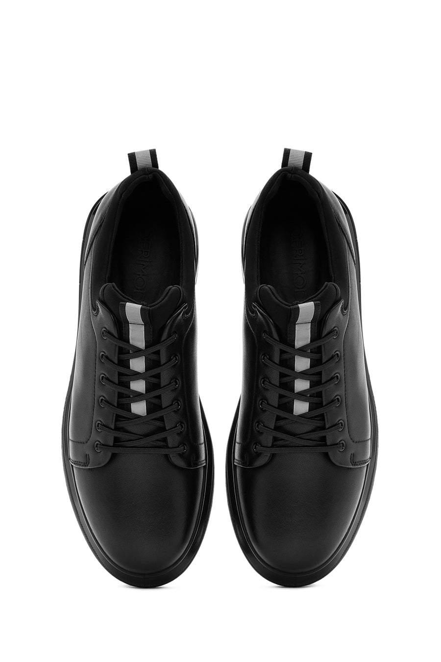 Erkek Siyah Bağcıklı Deri Sneaker