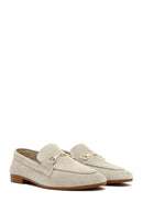 Women's Beige Suede Leather Masculine Loafer | Derimod