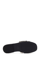 Women's Black Studded Suede Slippers | Derimod