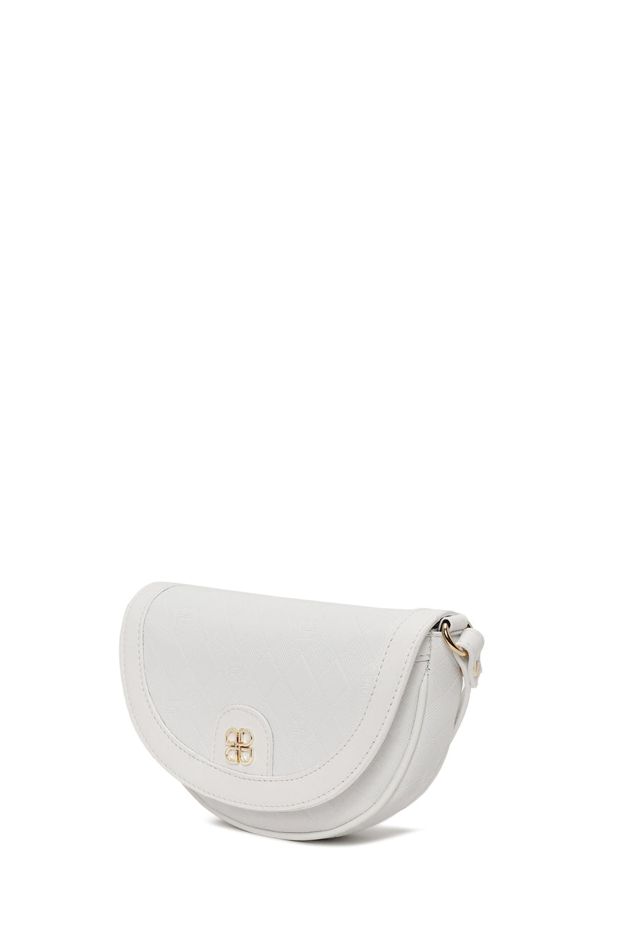 Woman White Long-Strap Printed Mini Crossbody Bag