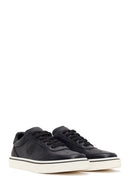 Erkek Siyah Bağcıklı Deri Sneaker | Derimod