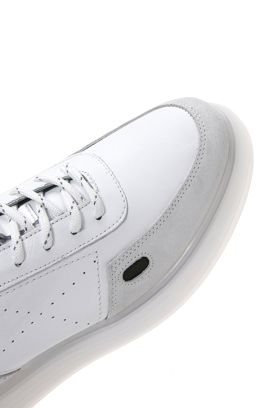 Men's White Leather Thick Soled Sneaker