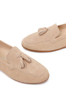 Woman Beige Tasselled Suede Loafer | Derimod