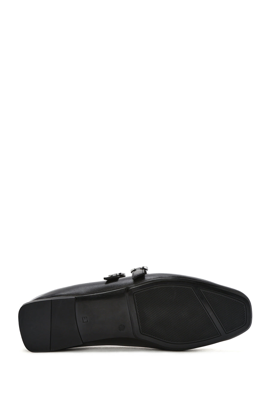 Women's Black Double Buckled Leather Ballerinas