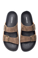 Men's Nubuck Leather Slippers | Derimod