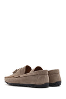 Men's Beige Tassel Suede Leather Loafer | Derimod