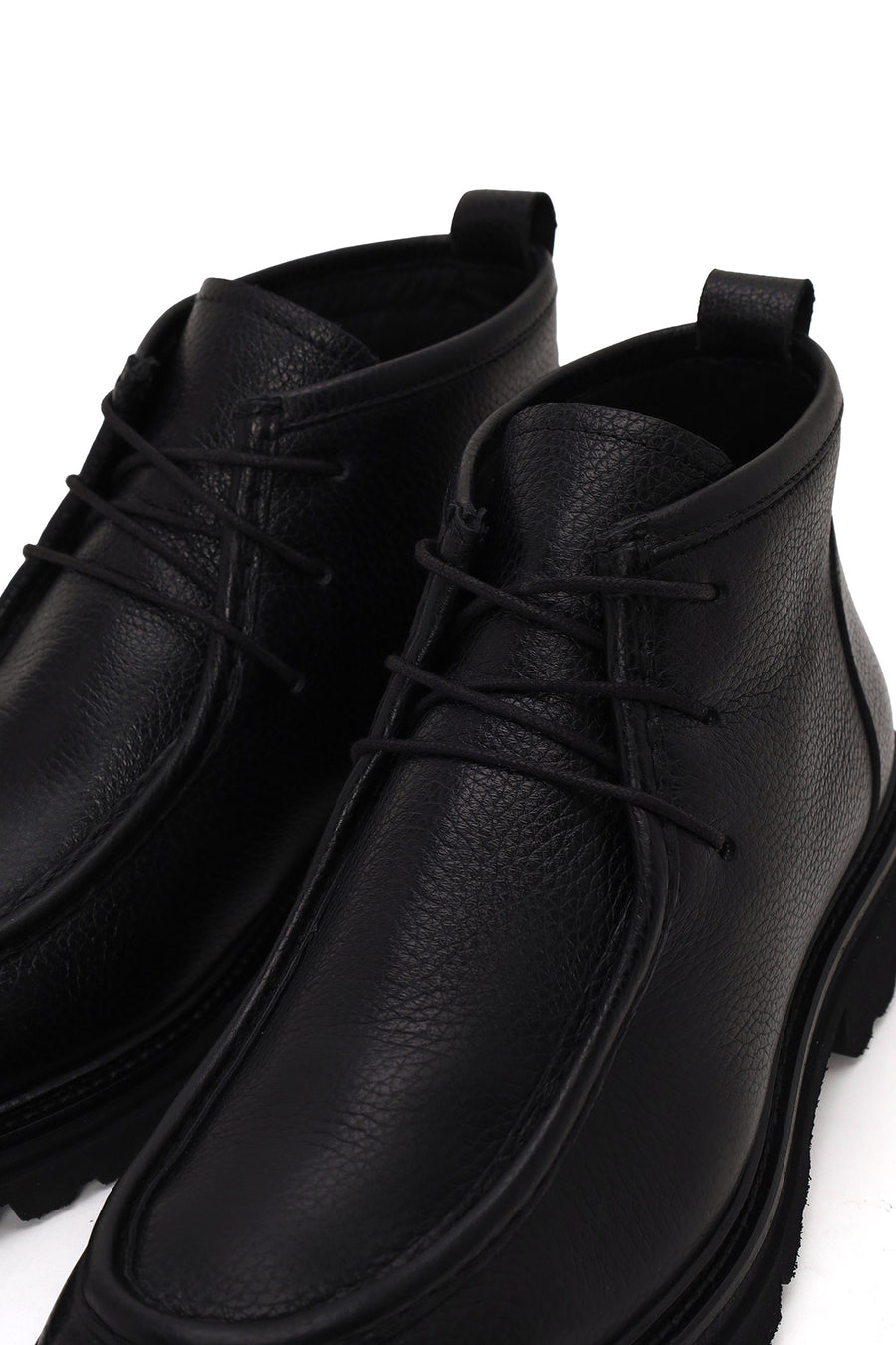 Male Black Lace-up Leather Casual Boots