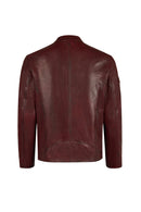 Hamilton Male Burgundy Crest Sports Leather Jacket | Derimod