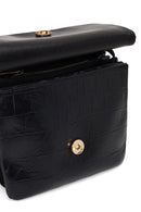 Woman Black Croc-Embossed Crossbody Bag | Derimod