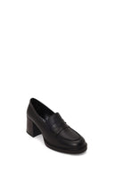 Kadın Siyah Kalın Topuklu Deri Maskülen Loafer | Derimod