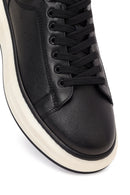 Erkek Siyah Kalın Tabanlı Deri Sneaker | Derimod