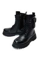 Women's Black Leather Boots with Pocket Detail | Derimod