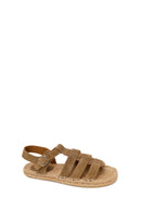 Woman Tan Ankle-Buckle Suede Espadrilles Sandal | Derimod