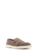 Men's Beige Double Buckle Suede Leather Loafer | Derimod