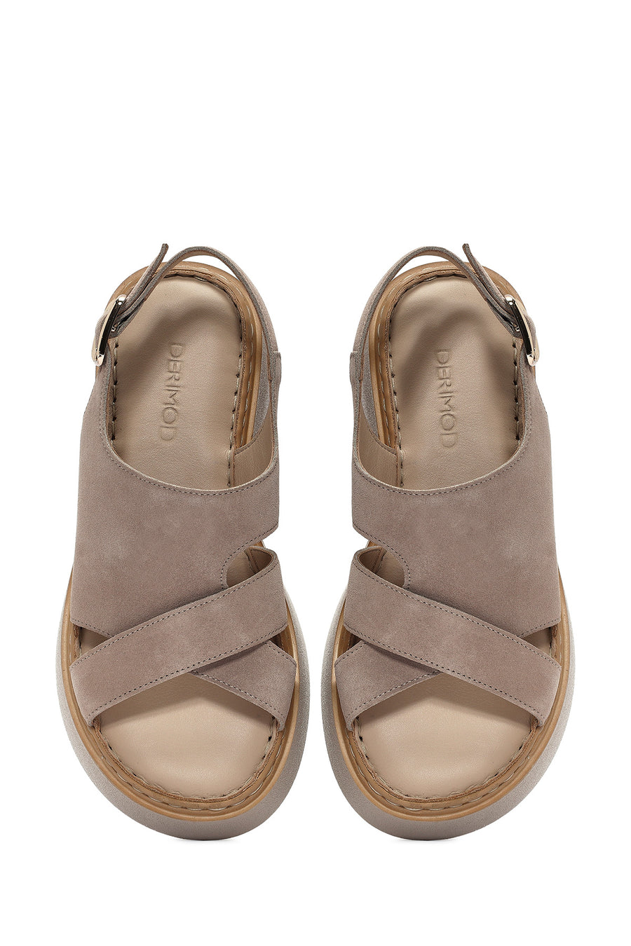 Women's Mink Ankle Buckle Thick Soled Suede Leather Comfort Sandals