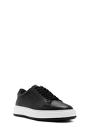 Erkek Siyah Bağcıklı Deri Sneaker | Derimod