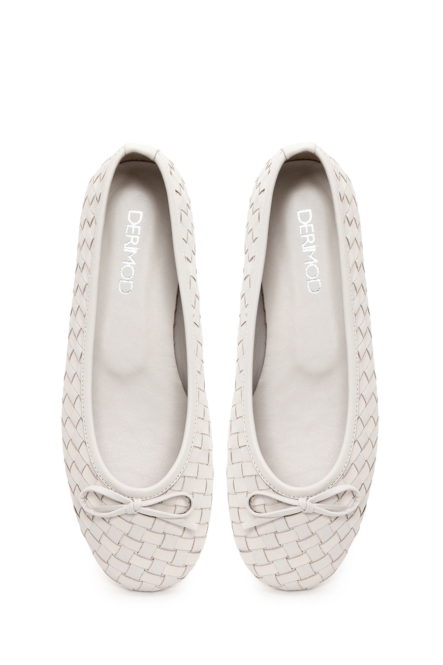 Woman White Braided Leather Ballet Flat