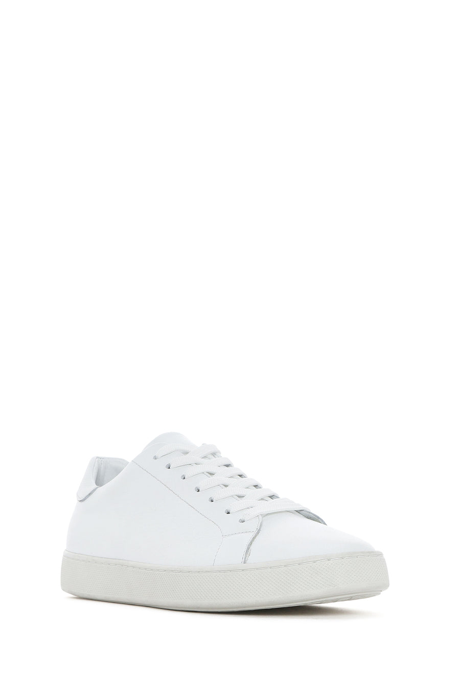 Erkek Beyaz Bağcıklı Deri Sneaker
