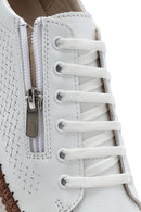 Woman White Lace-Up Leather Sneaker | Derimod