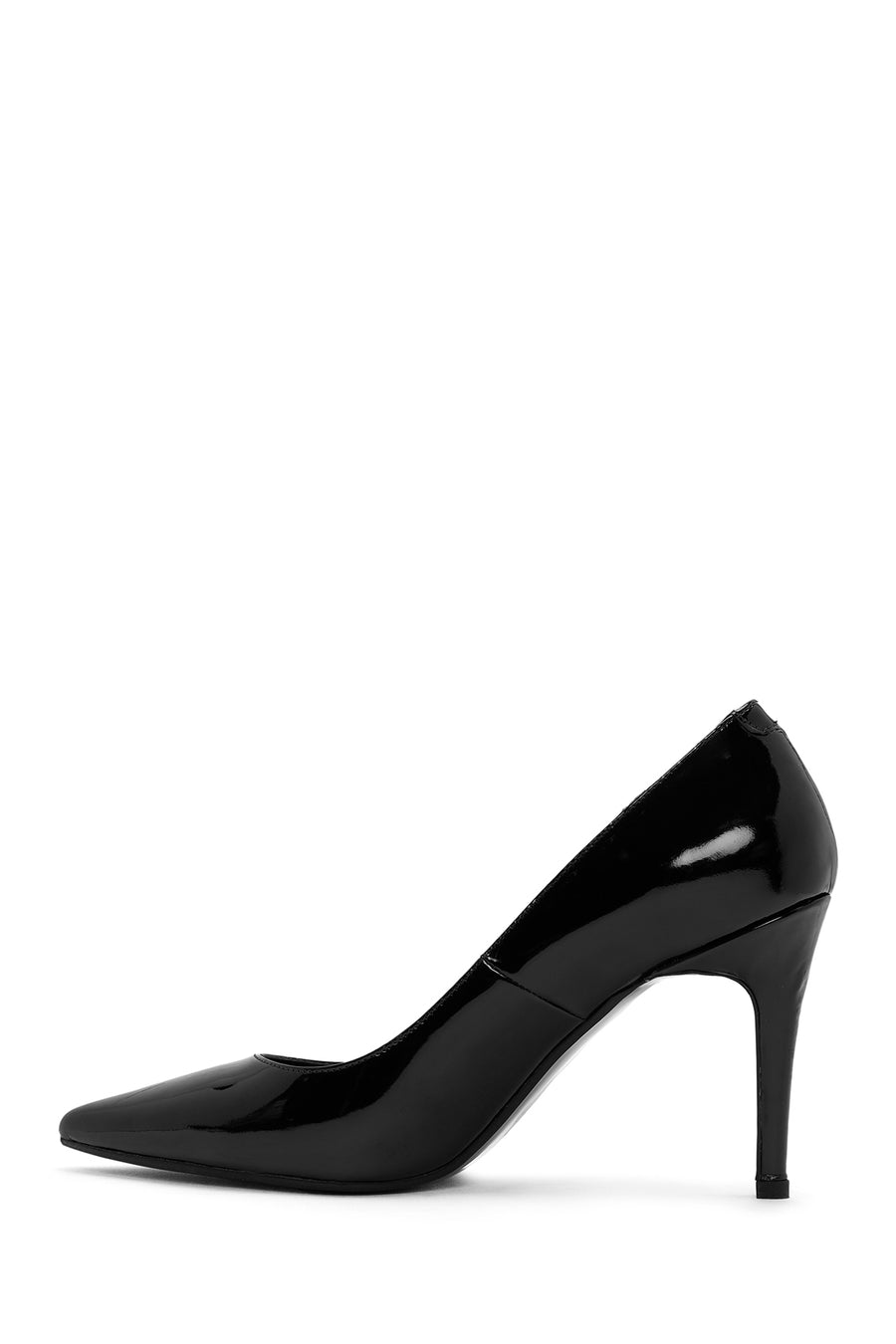 Kadın Siyah Yüksek İnce Topuklu Rugan Deri Stiletto