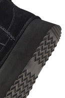 Women's Black Thick-Soled Suede Leather Teddy Boot | Derimod